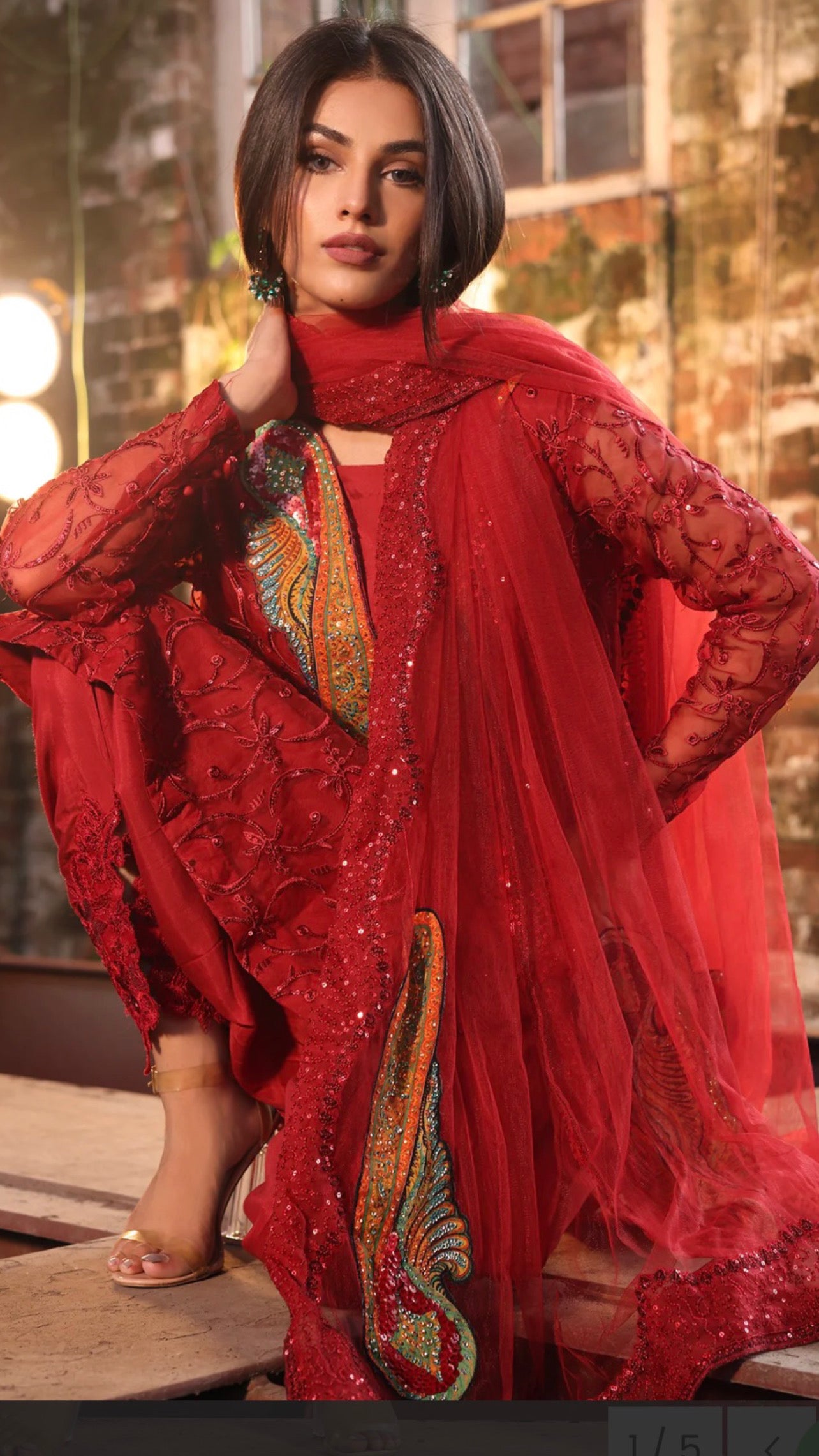 Red 3 piece net with linning