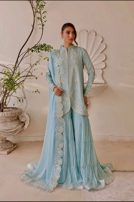 sea blue sharara set