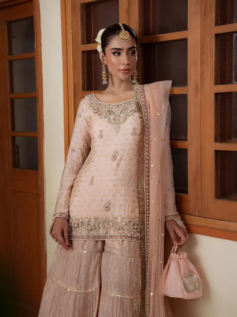 Light pink sharara set Designer