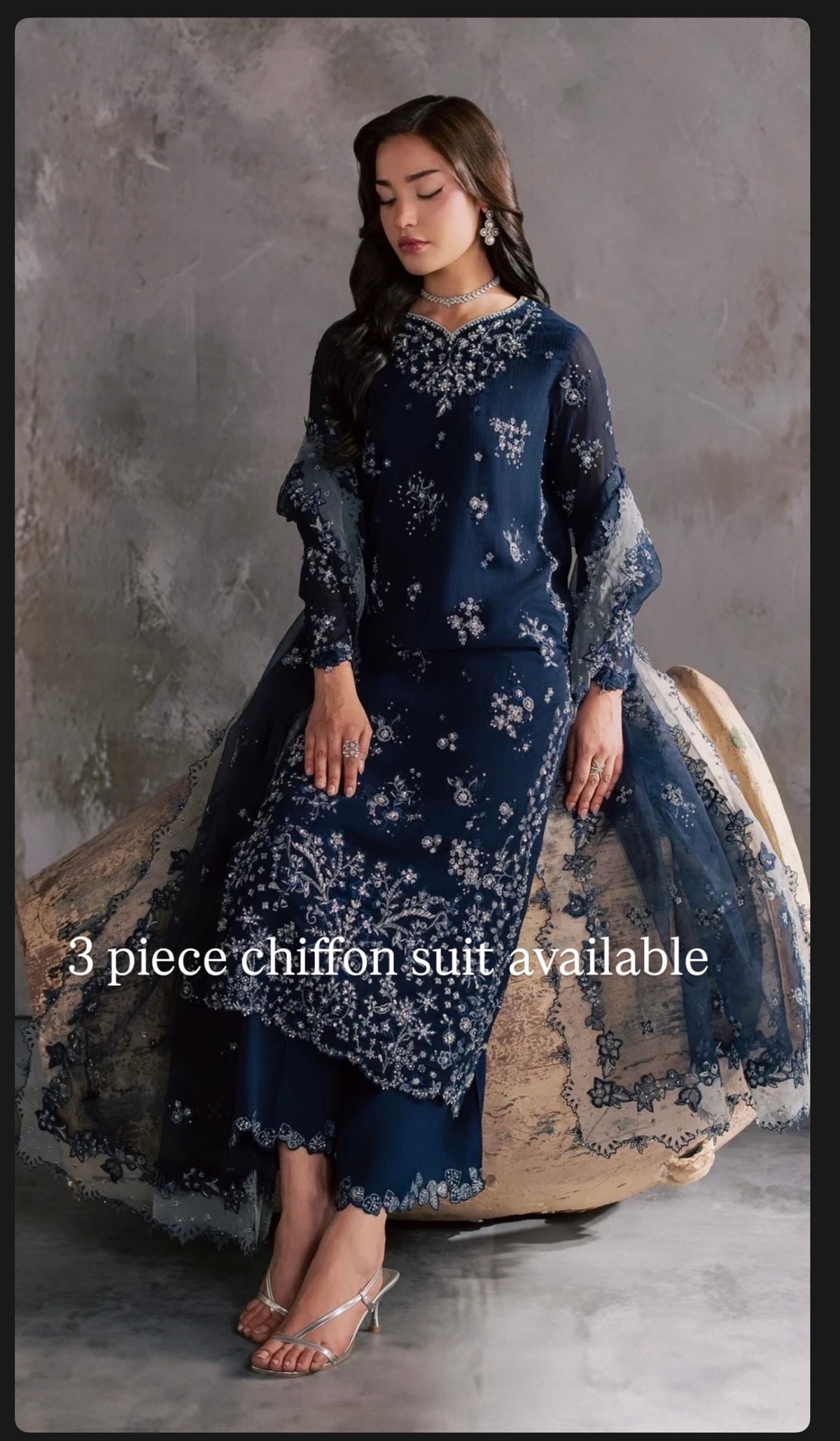 Chiffon navy suit