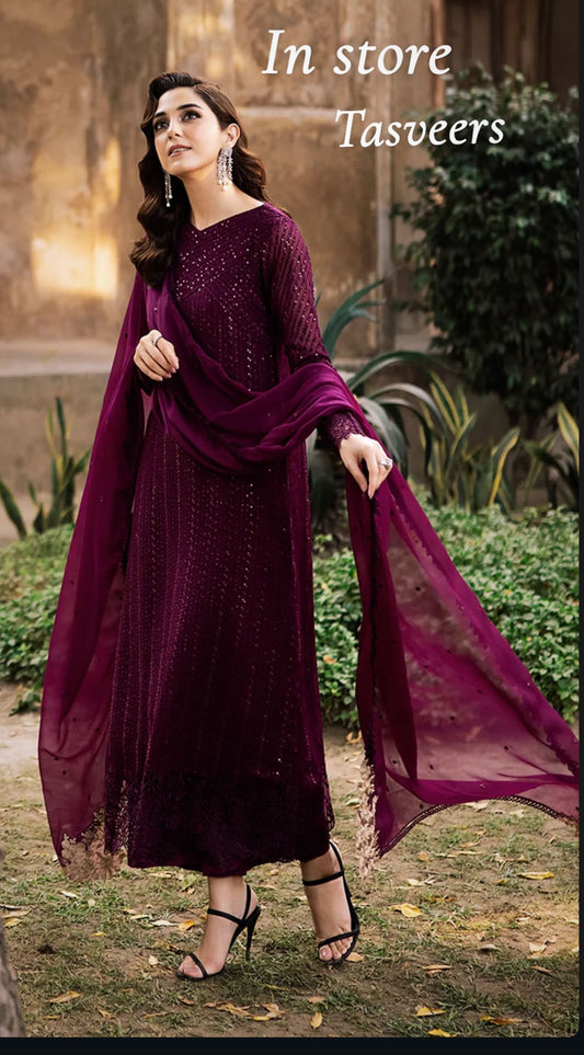 Lovely self embroidery suit