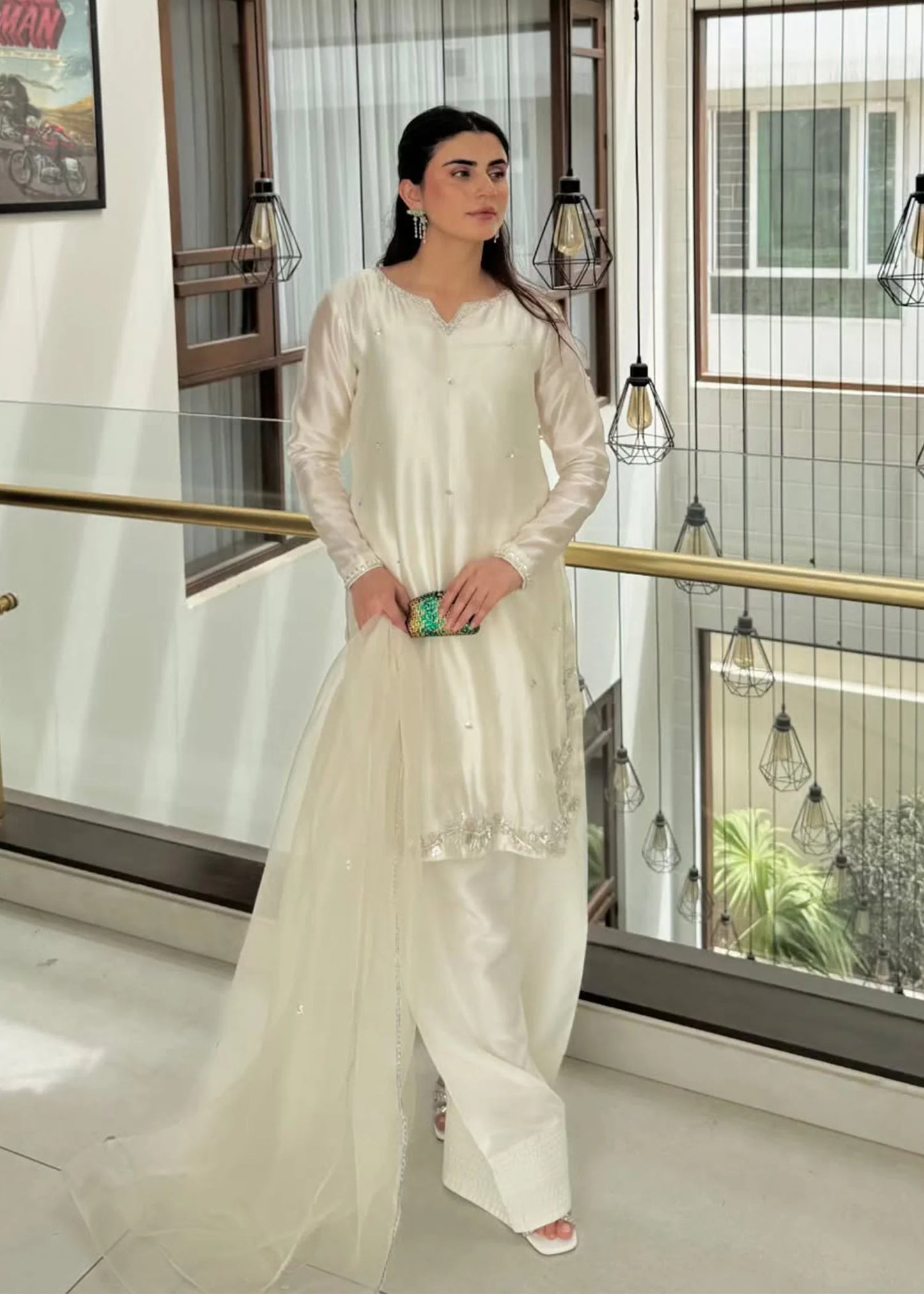 White pure silk designer suit