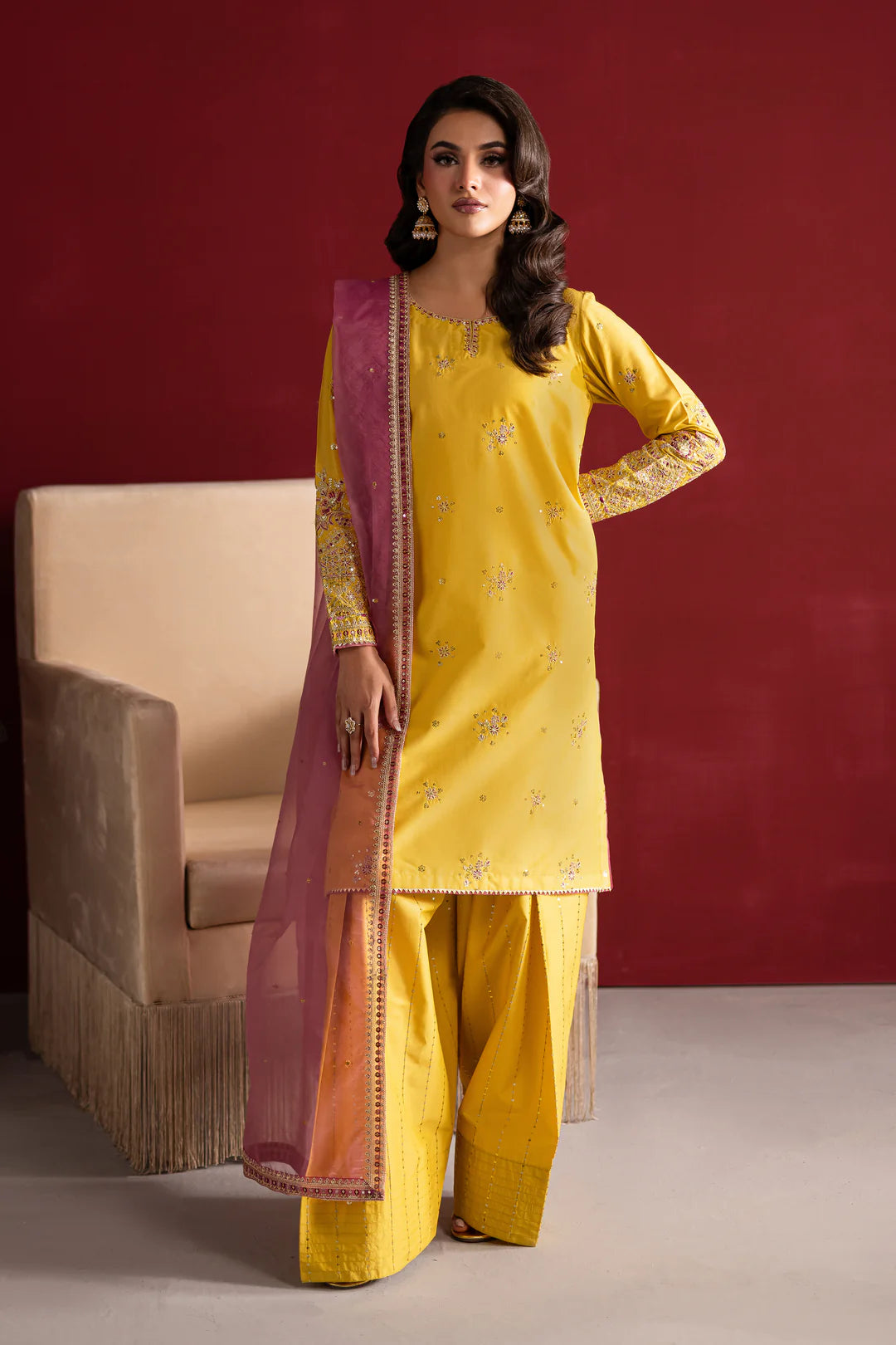 Yellow & pink 3 piece suit