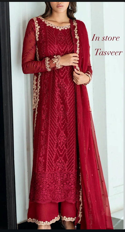 Red chiffon 3 piece