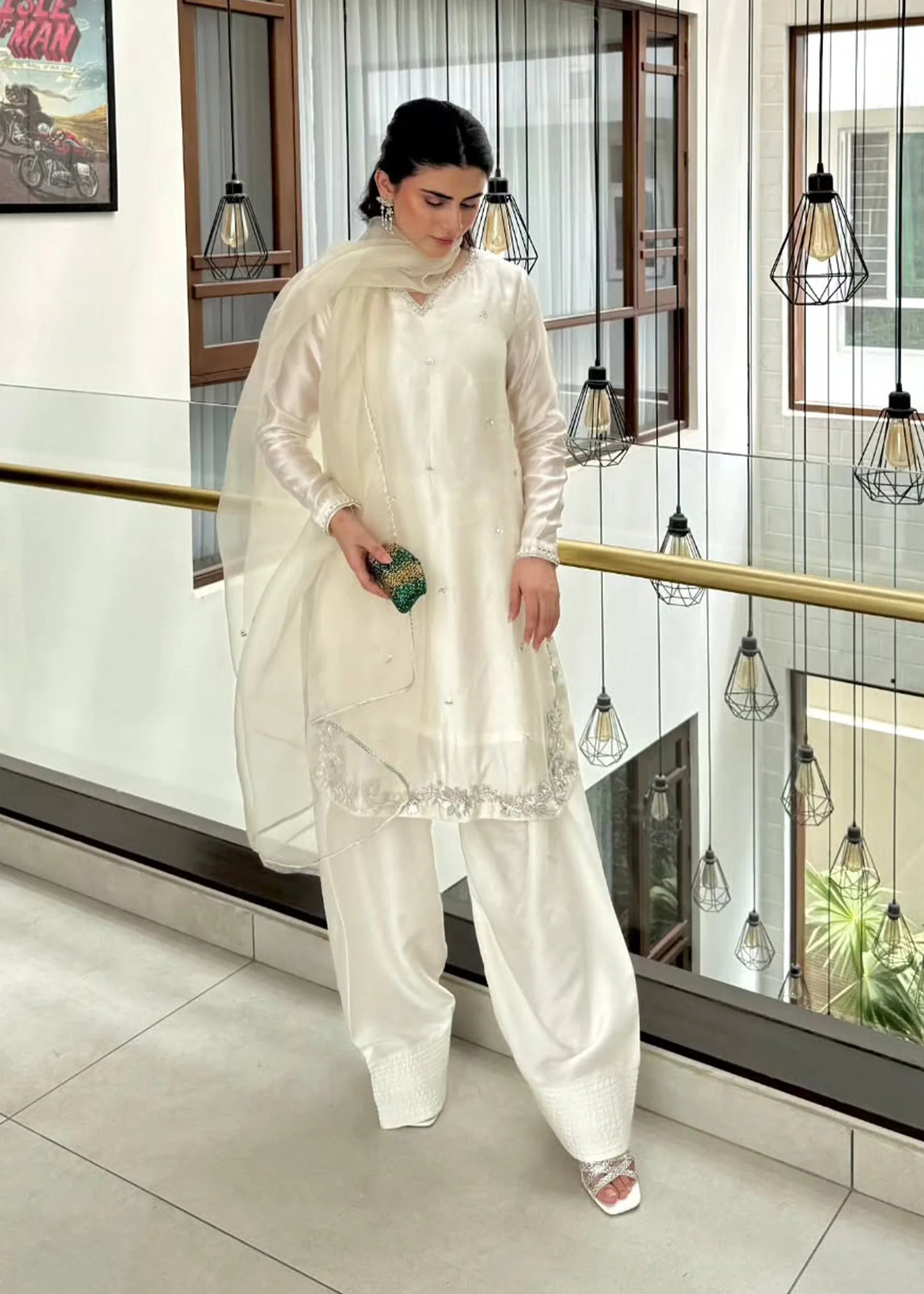 White pure silk designer suit