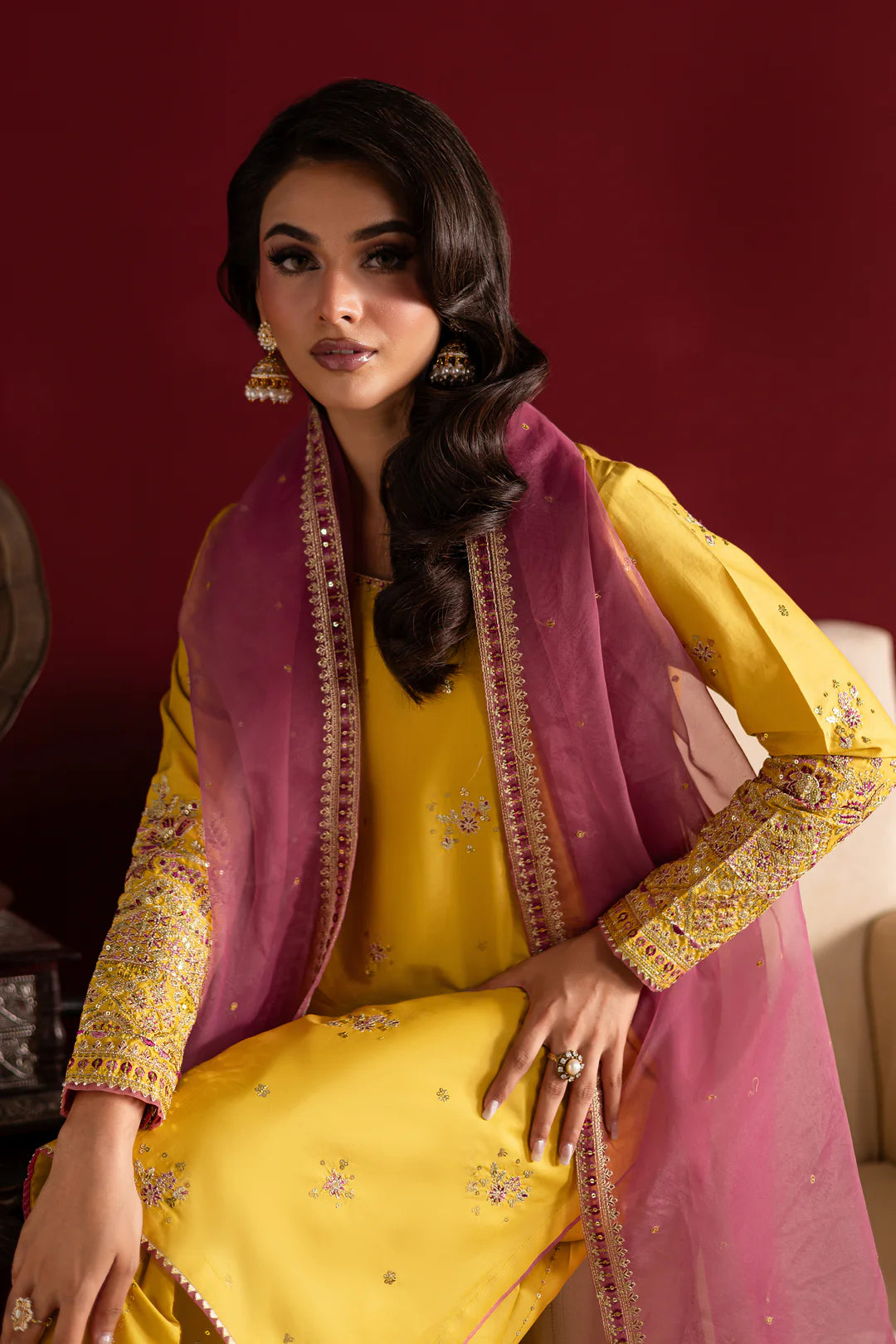 Yellow & pink 3 piece suit