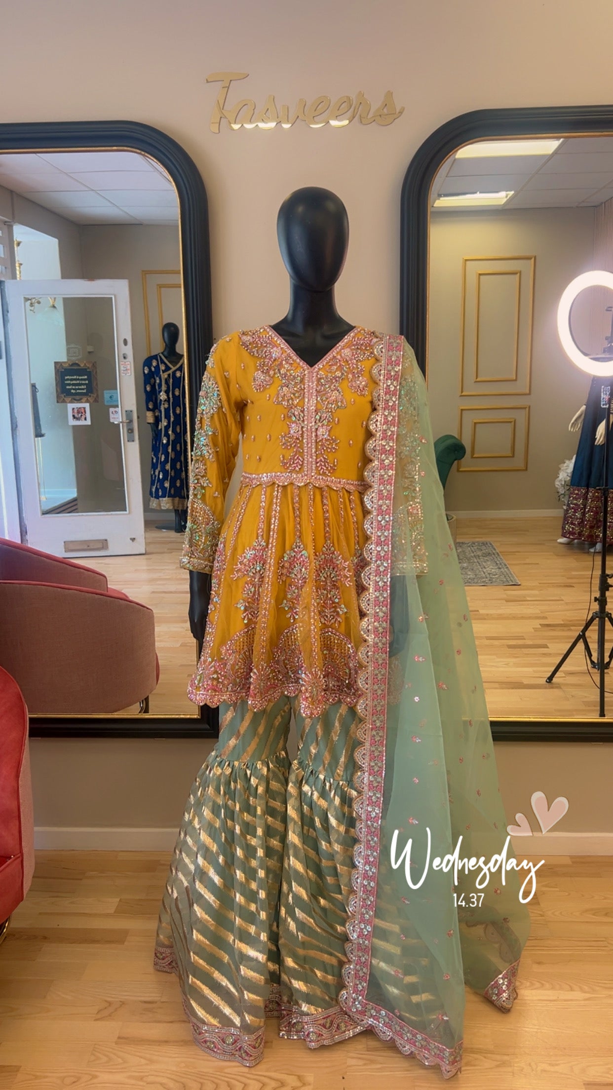 Yellow sharara set