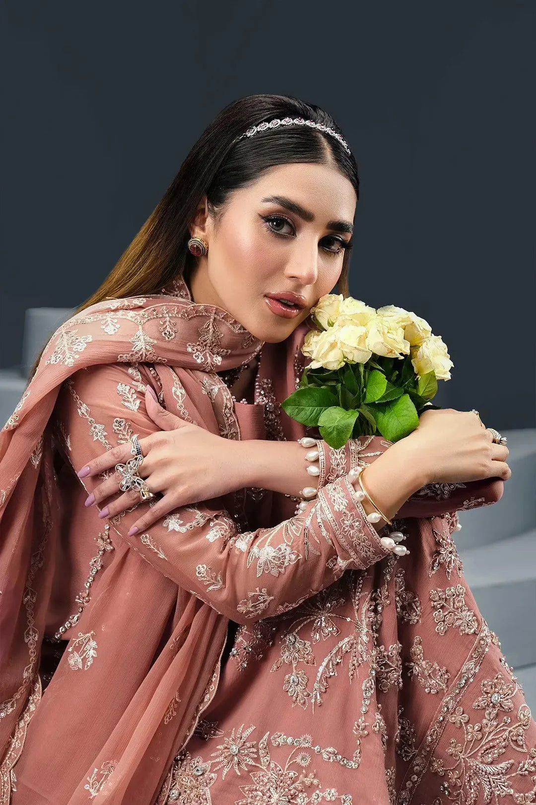 Pink chiffon suit