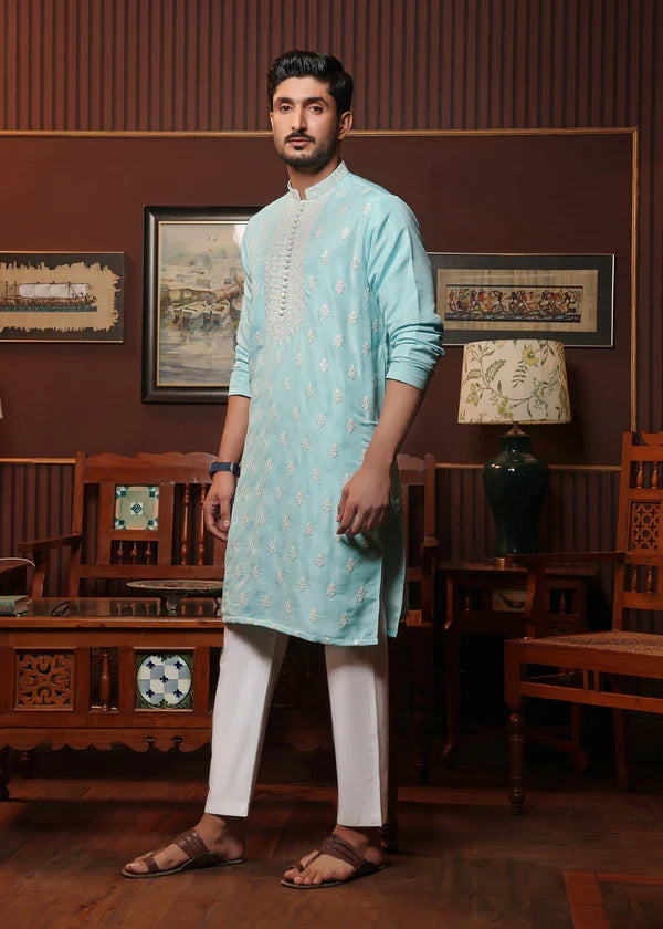 Sea Blue Kurta with trouser