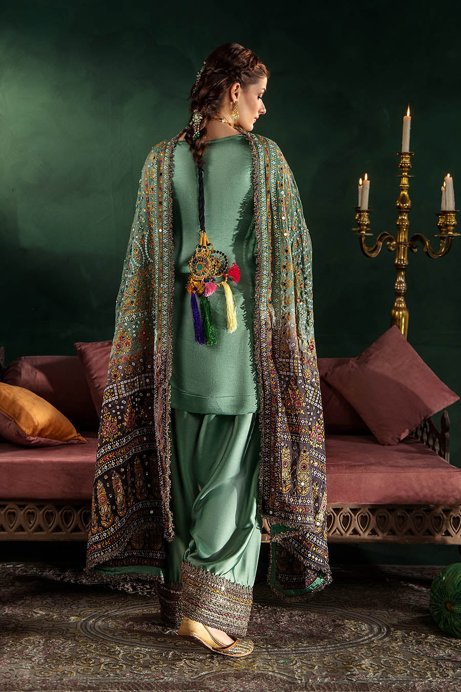 Silk suit with chunri Dupatta