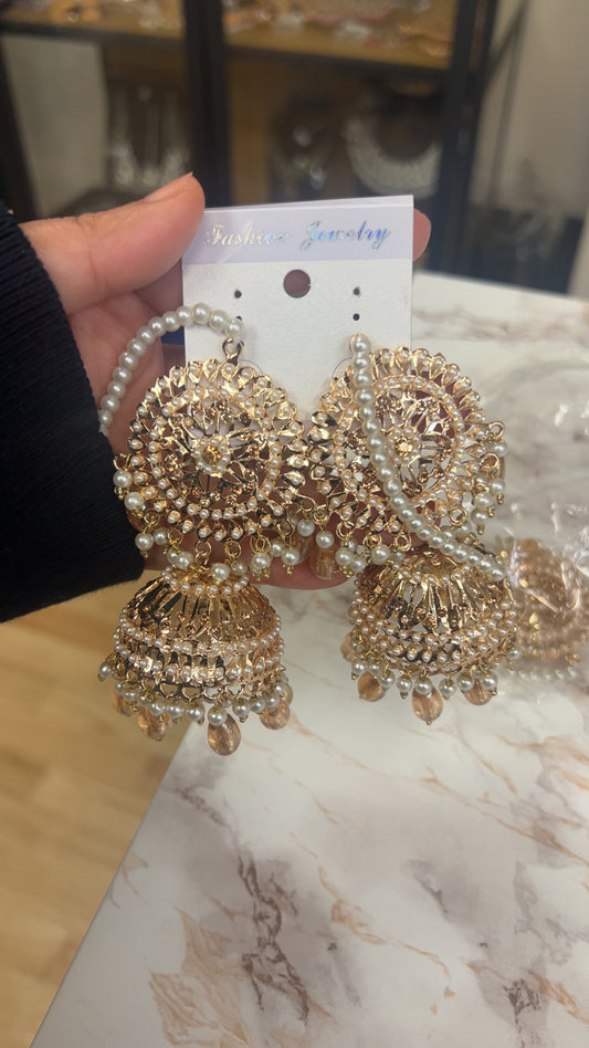 Earrings white & Gold