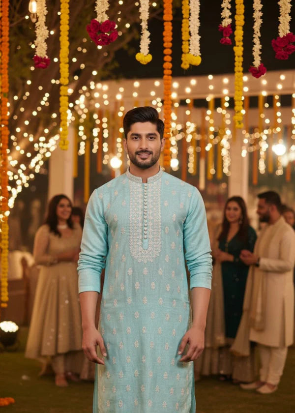 Sea Blue Kurta with trouser
