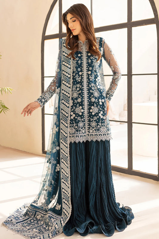 Net shirt & dupatta with crush sharara