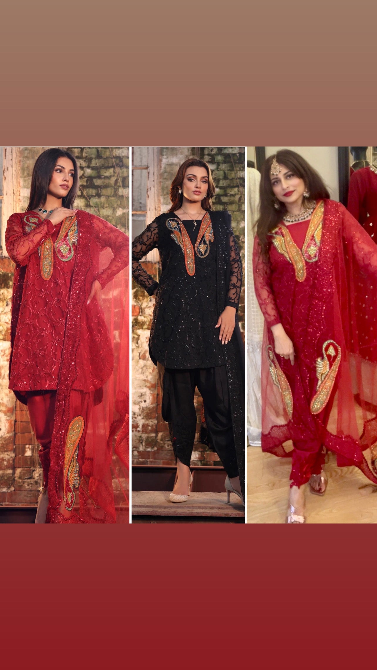 Red 3 piece net with linning