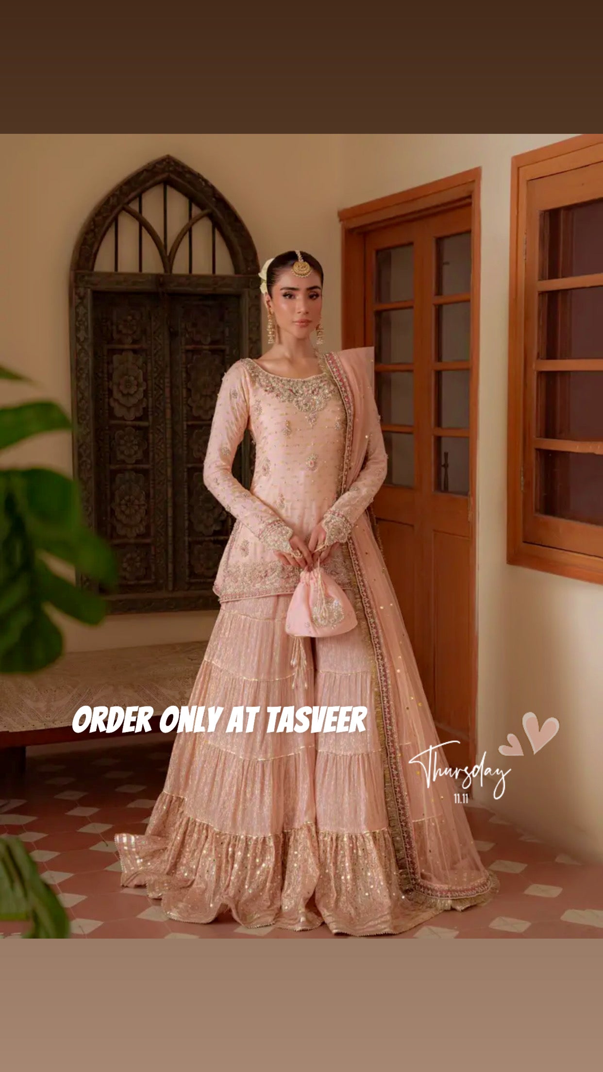 Light pink sharara set Designer