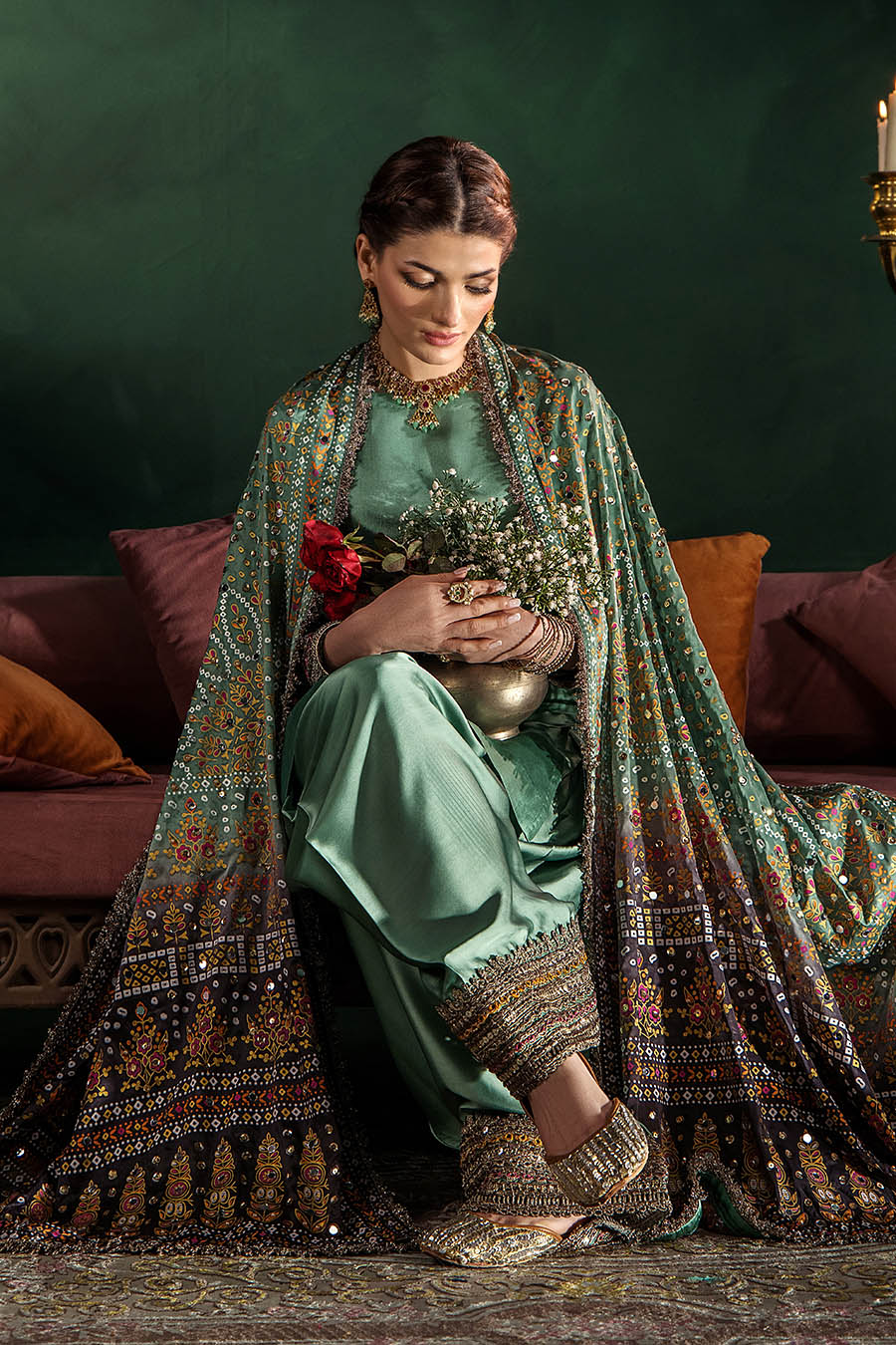 Silk suit with chunri Dupatta