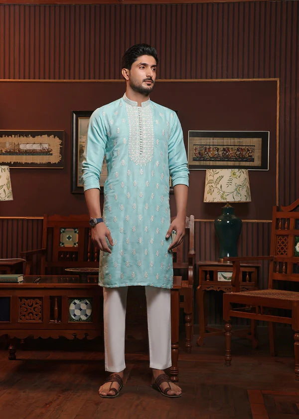 Sea Blue Kurta with trouser