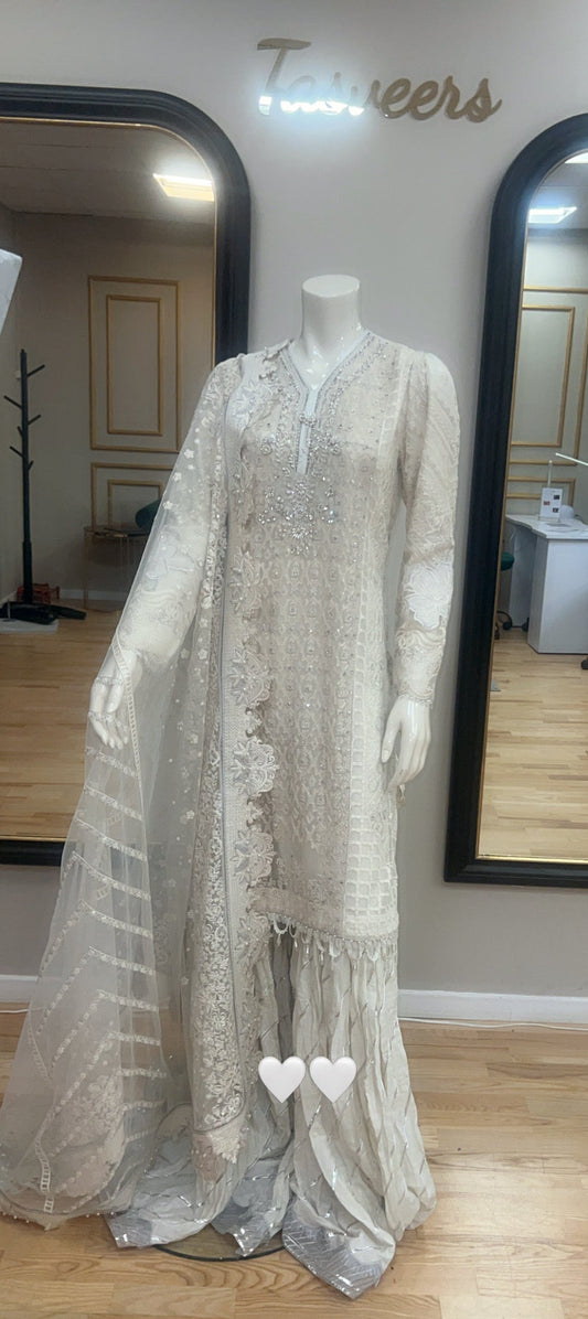 White sharara 3 piece