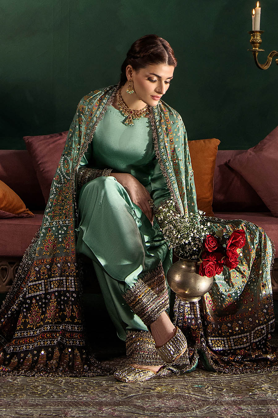 Silk suit with chunri Dupatta