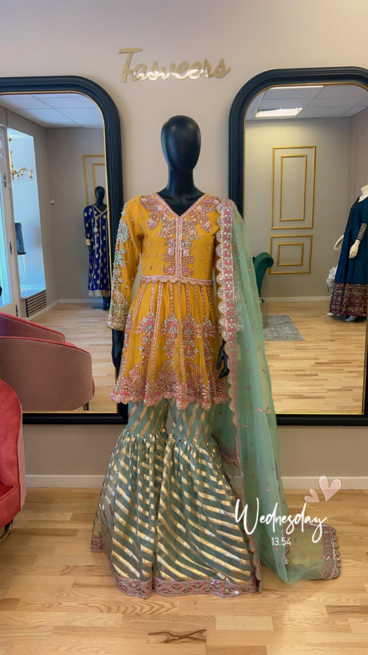 Yellow sharara set