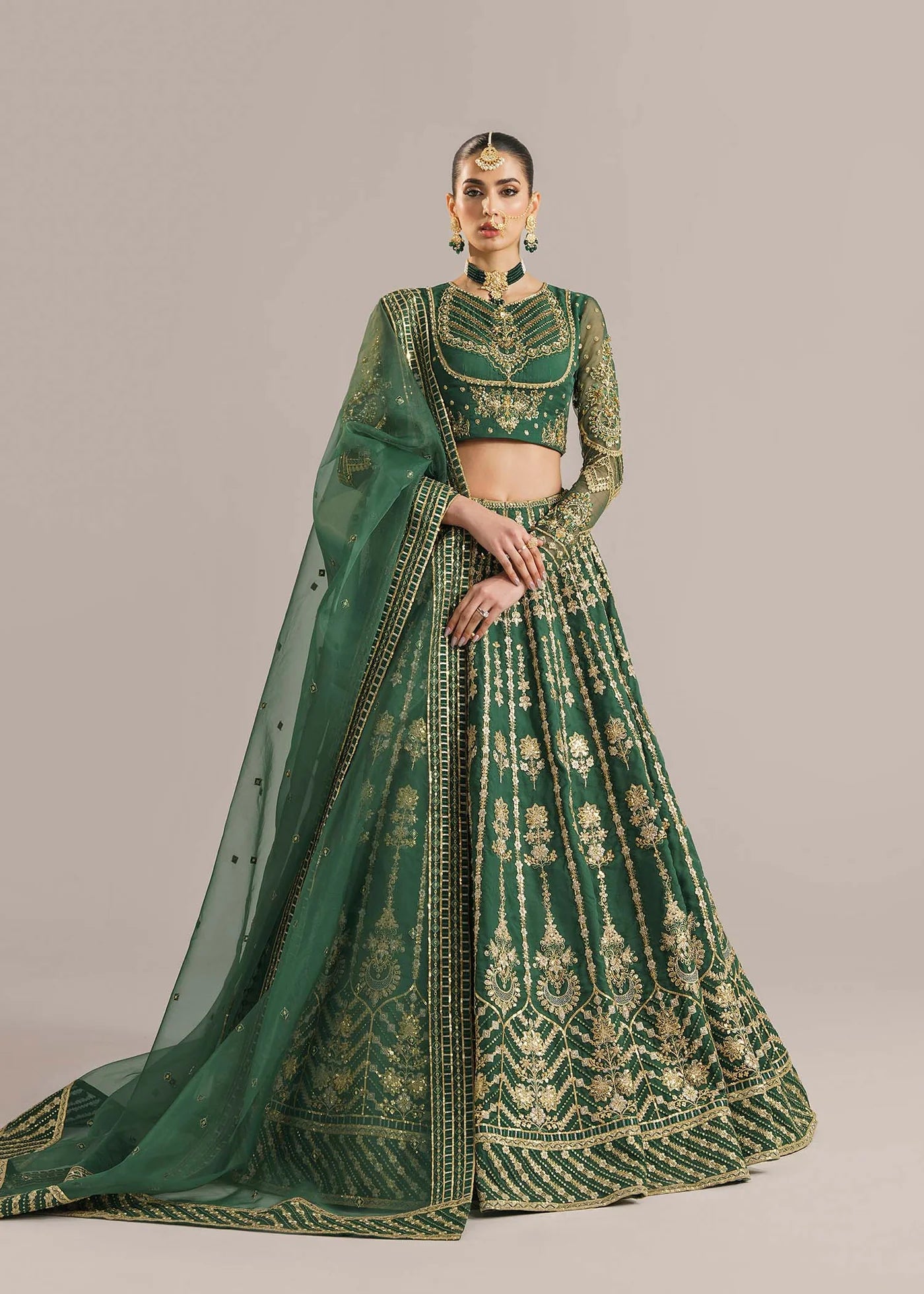 Green lengha set