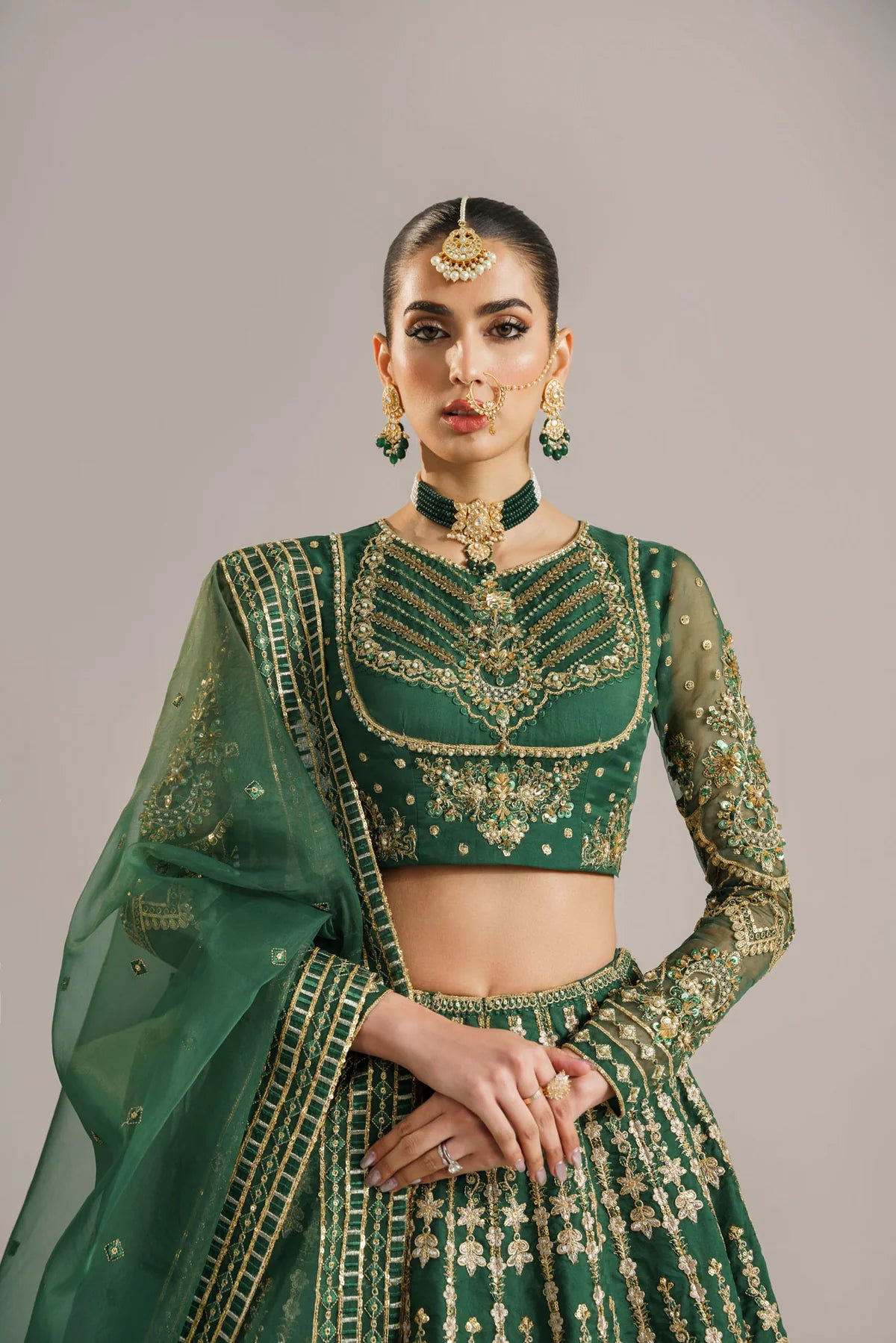Green lengha set