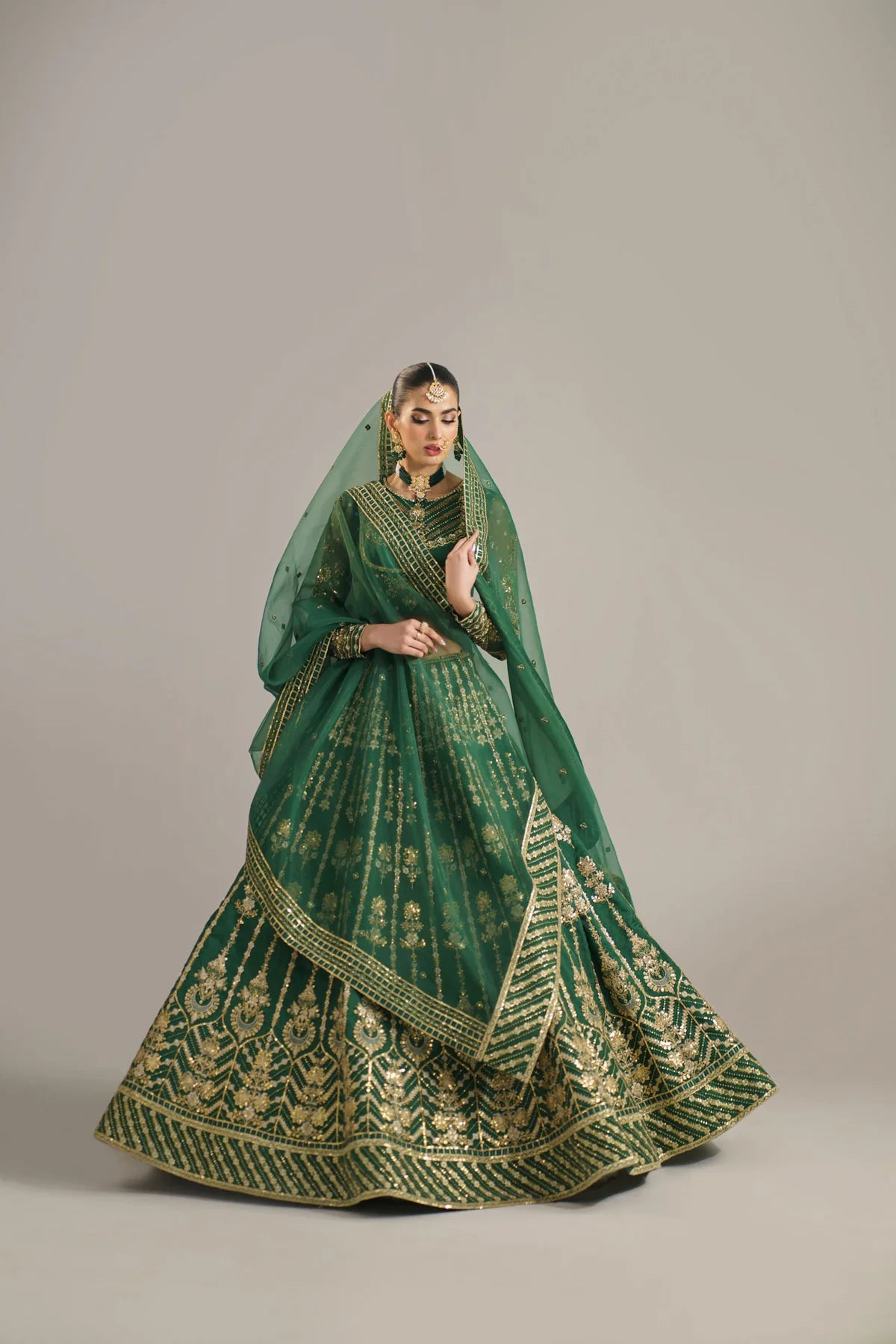 Green lengha set